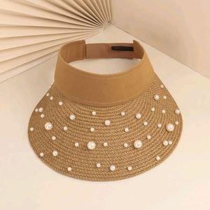 Pearl hat color beige for woman